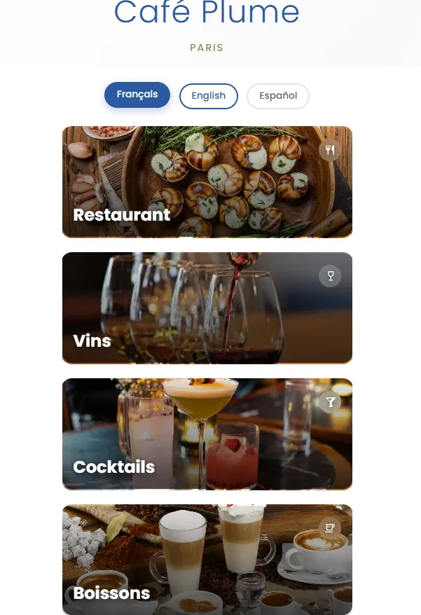 Menu Digital Café Plume